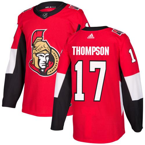 Adidas Senators #17 Nate Thompson Red Home Authentic Stitched NHL Jersey